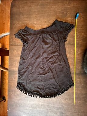 Merona Black Maxi Skirt with Pom-Pom Trim